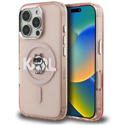 Etui Karl Lagerfeld IML Choupette Sketch Logo MagSafe do iPhone 16 Pro Max różowy