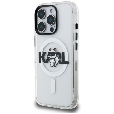 Etui Karl Lagerfeld IML Choupette Sketch Logo MagSafe do iPhone 16 Pro przezroczysty