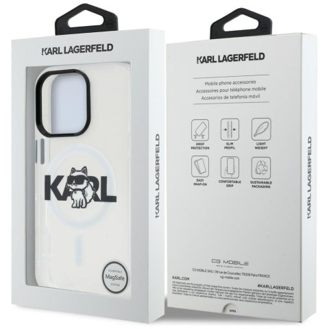 Etui Karl Lagerfeld IML Choupette Sketch Logo MagSafe do iPhone 16 Pro przezroczysty