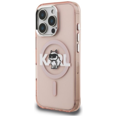 Etui Karl Lagerfeld IML Choupette Sketch Logo MagSafe do iPhone 16 Pro różowy
