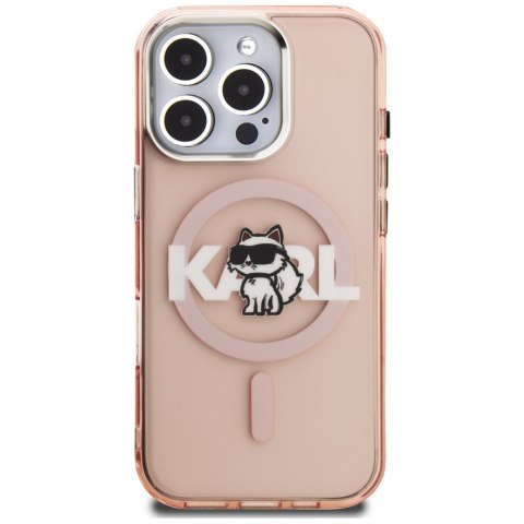 Etui Karl Lagerfeld IML Choupette Sketch Logo MagSafe do iPhone 16 Pro różowy