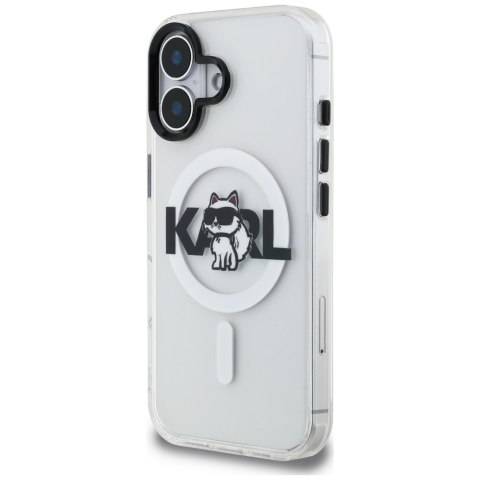 Etui Karl Lagerfeld IML Choupette Sketch Logo MagSafe do iPhone 16 przezroczysty