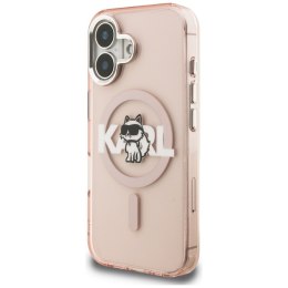 Etui Karl Lagerfeld IML Choupette Sketch Logo MagSafe do iPhone 16 różowy
