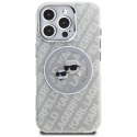Etui Karl Lagerfeld IML Glitter Karl & Choupette Heads Logo MagSafe do iPhone 16 Pro Max szary