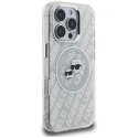 Etui Karl Lagerfeld IML Glitter Karl & Choupette Heads Logo MagSafe do iPhone 16 Pro Max szary