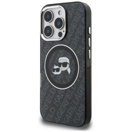 Etui Karl Lagerfeld IML Glitter Karl & Choupette Heads Logo MagSafe do iPhone 16 Pro czarny