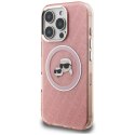 Etui Karl Lagerfeld IML Glitter Karl & Choupette Heads Logo MagSafe do iPhone 16 Pro różowy