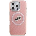 Etui Karl Lagerfeld IML Glitter Karl & Choupette Heads Logo MagSafe do iPhone 16 Pro różowy