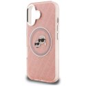 Etui Karl Lagerfeld IML Glitter Karl & Choupette Heads Logo MagSafe do iPhone 16 różowy