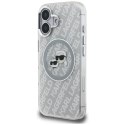 Etui Karl Lagerfeld IML Glitter Karl & Choupette Heads Logo MagSafe do iPhone 16 szary