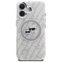 Etui Karl Lagerfeld IML Glitter Karl & Choupette Heads Logo MagSafe do iPhone 16 szary