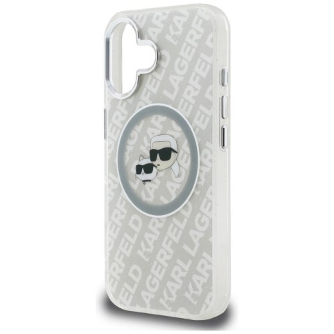 Etui Karl Lagerfeld IML Glitter Karl & Choupette Heads Logo MagSafe do iPhone 16 szary