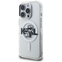 Etui Karl Lagerfeld IML Glitter Karl & Choupette Sketch Logo MagSafe do iPhone 16 Pro Max prezroczysty