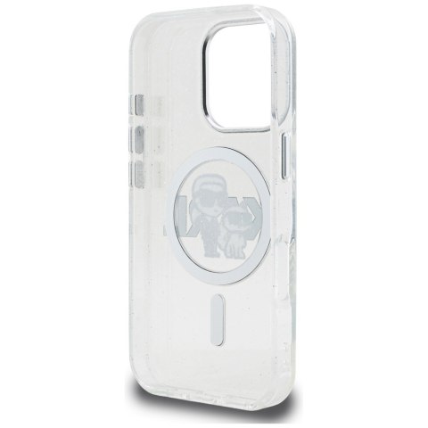 Etui Karl Lagerfeld IML Glitter Karl & Choupette Sketch Logo MagSafe do iPhone 16 Pro Max prezroczysty
