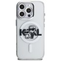 Etui Karl Lagerfeld IML Glitter Karl & Choupette Sketch Logo MagSafe do iPhone 16 Pro prezroczysty