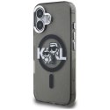 Etui Karl Lagerfeld IML Glitter Karl & Choupette Sketch Logo MagSafe do iPhone 16 czarny