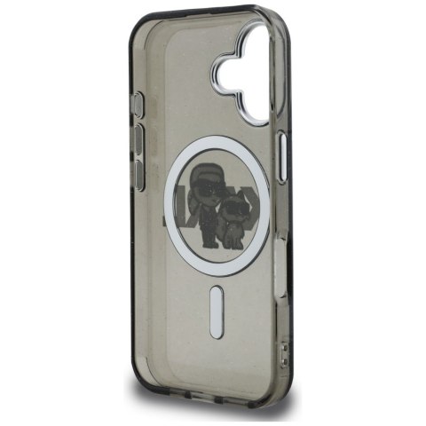 Etui Karl Lagerfeld IML Glitter Karl & Choupette Sketch Logo MagSafe do iPhone 16 czarny