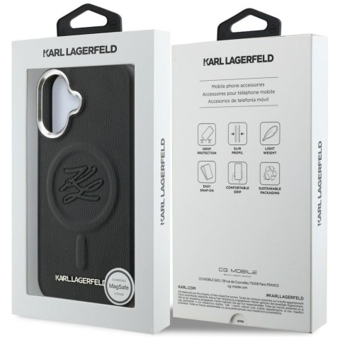 Etui Karl Lagerfeld Initial & Metal Logo MagSafe do iPhone 16 czarny