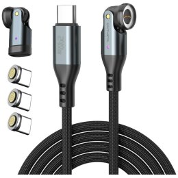 Kabel USB-C 4smarts 540° Magnetyczny Cable Set GravityCord 240W 1.8m czarny