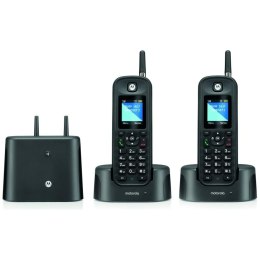 Telefon stacjonarny bezprzewodowy dalekiego zasięgu zestaw 2 szt Motorola O202 czarny