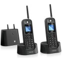 Telefon stacjonarny bezprzewodowy dalekiego zasięgu zestaw 2 szt Motorola O202 czarny