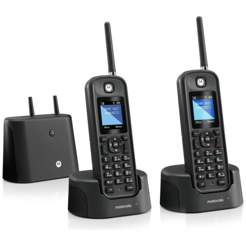Telefon stacjonarny bezprzewodowy dalekiego zasięgu zestaw 2 szt Motorola O202 czarny