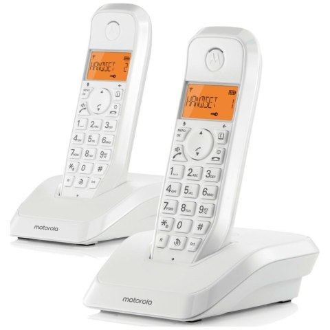 Telefon stacjonarny bezprzewodowy zestaw 2 szt. Motorola S1202 biały