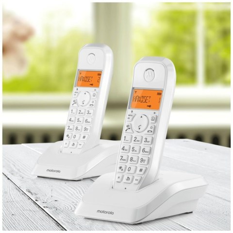 Telefon stacjonarny bezprzewodowy zestaw 2 szt. Motorola S1202 biały