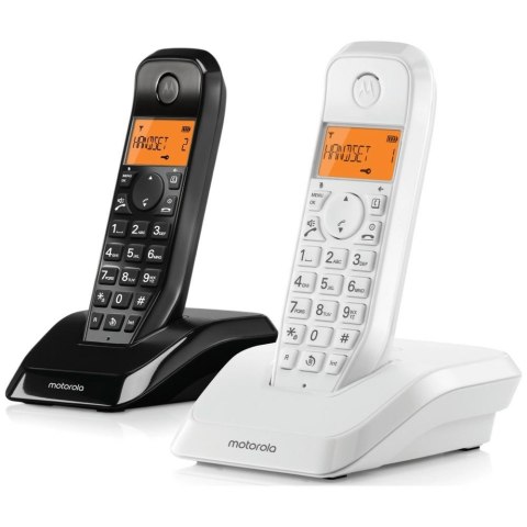 Telefon stacjonarny bezprzewodowy zestaw 2 szt. Motorola S1202 czarny biały
