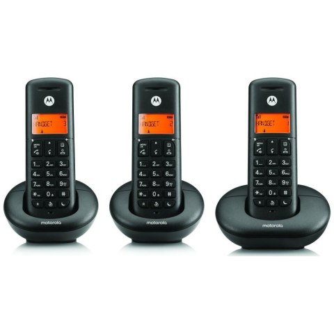Telefon stacjonarny bezprzewodowy zestaw 3 szt. Motorola E203 czarny