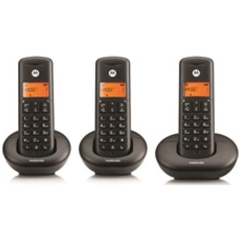 Telefon stacjonarny bezprzewodowy zestaw 3 szt. Motorola E203 czarny