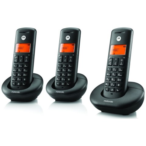 Telefon stacjonarny bezprzewodowy zestaw 3 szt. Motorola E203 czarny