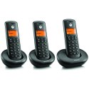 Telefon stacjonarny bezprzewodowy zestaw 3 szt. Motorola E203 czarny