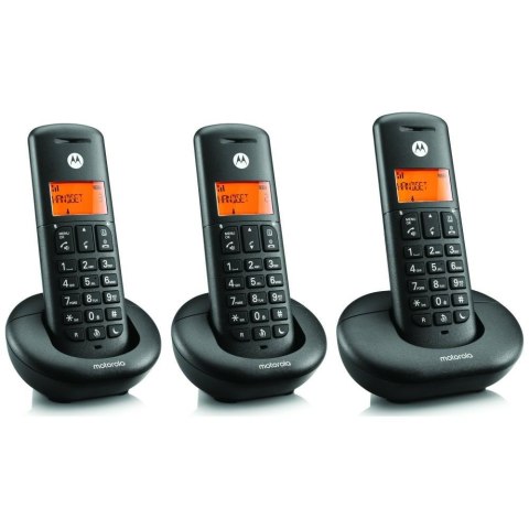 Telefon stacjonarny bezprzewodowy zestaw 3 szt. Motorola E203 czarny