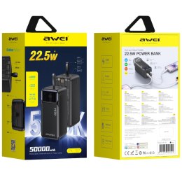 Powerbank Awei PA-107 50000mAh 22,5W PD 3xUSB czarny