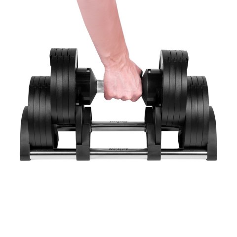 REBEL ACTIVE Hantel żeliwny automat 36kg, skok co 2kg