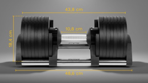 REBEL ACTIVE Hantel żeliwny automat 36kg, skok co 2kg