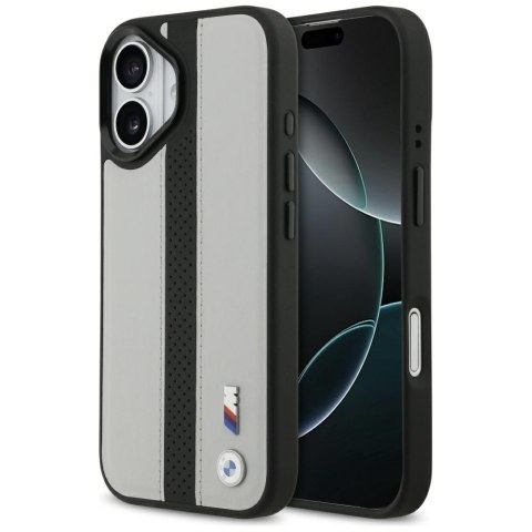 Etui BMW M Perforated Stripe Logo MagSafe do iPhone 17 szary