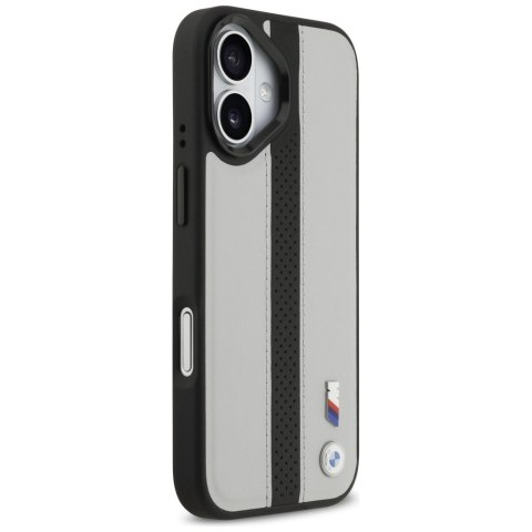 Etui BMW M Perforated Stripe Logo MagSafe do iPhone 17 szary