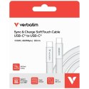 Kabel Verbatim Sync & Charge SoftTouch USB-C do USB-C 100W PD3.0 120cm biały 30277