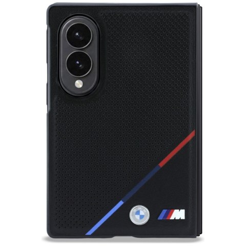 Etui BMW M Leather Perforated Tricolor Stripe Metal Logos MagSafe do Samsung Galaxy Z Fold8 czarny