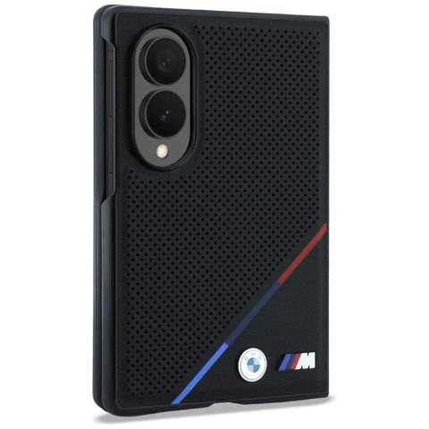 Etui BMW M Leather Perforated Tricolor Stripe Metal Logos MagSafe do Samsung Galaxy Z Fold8 czarny