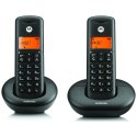Telefon stacjonarny bezprzewodowy zestaw 2 szt. Motorola E202 czarny