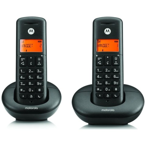 Telefon stacjonarny bezprzewodowy zestaw 2 szt. Motorola E202 czarny