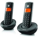 Telefon stacjonarny bezprzewodowy zestaw 2 szt. Motorola E202 czarny