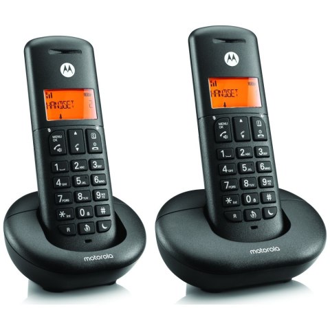 Telefon stacjonarny bezprzewodowy zestaw 2 szt. Motorola E202 czarny