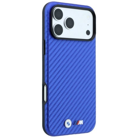 Etui BMW M Carbon Metal Logo MagSafe do iPhone 18 Pro / 17 Pro niebieski