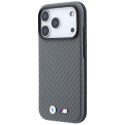 Etui BMW M Carbon Metal Logo MagSafe do iPhone 18 Pro / 17 Pro szary