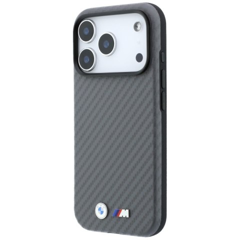 Etui BMW M Carbon Metal Logo MagSafe do iPhone 18 Pro / 17 Pro szary