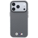 Etui BMW M Carbon Metal Logo MagSafe do iPhone 18 Pro / 17 Pro szary